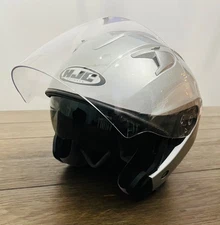 HJC IS-33 Open Face Motorcycle Helmet Silver Drop Down Sun Visor Size XXL
