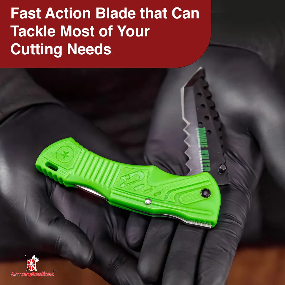 7.75" Zombie Killer Tanto Blade Tactical Folding Pocket Knife w/ Belt Clip - Image 4 of 4