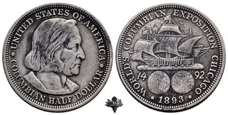 USA 1/2 half dollar 1893 SILVER Silbermünze Columbian Exposition United States