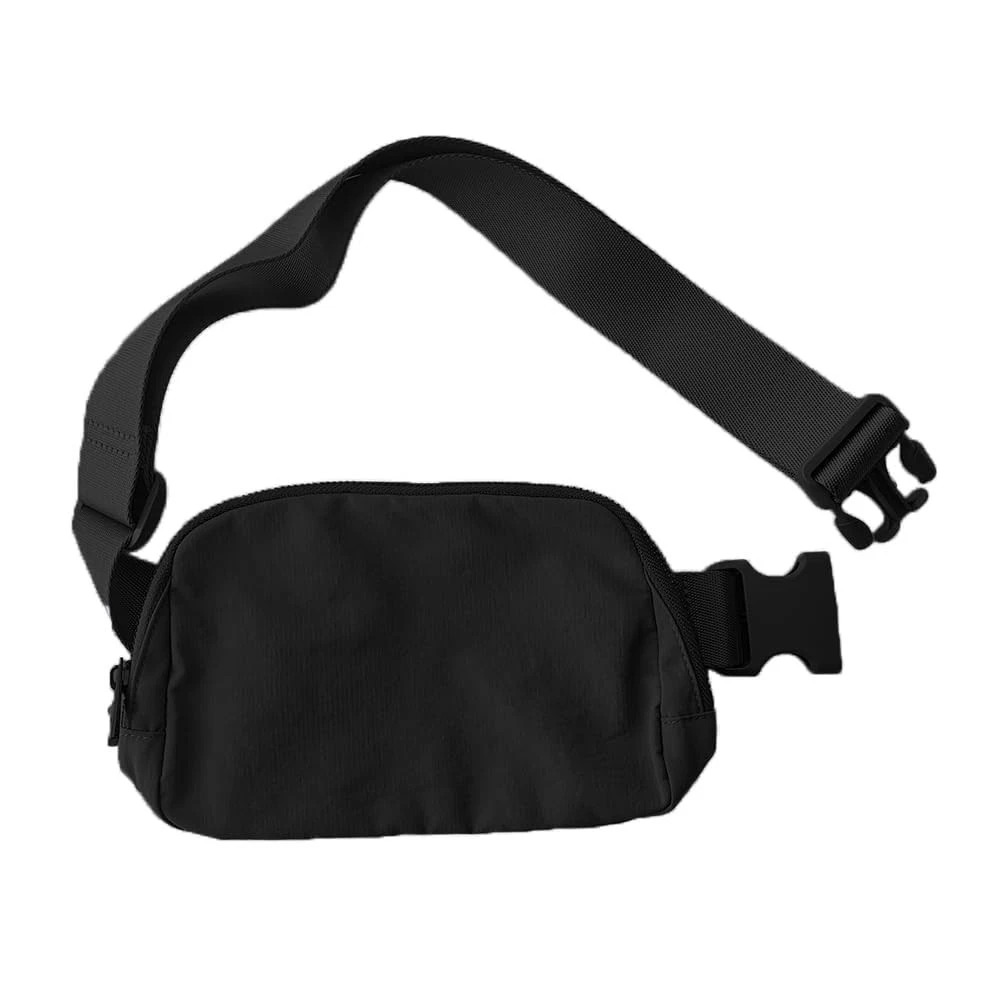 Waist Bumbag Adjustable Running Fanny Pack with Zip – Black