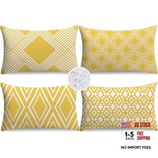 Outdoor Waterproof Pillow Covers 12x20 Set of 4 20" x 12" Pack of 4 Yellow