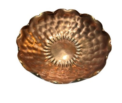 Vtg Gregorian Hand Hammered Copper Bowl 9'' Mid Century Scalloped Edges 310