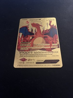 Pokémon Gold Foil Fan Art Card Charizard V Evolution Hp 508 Lv 91