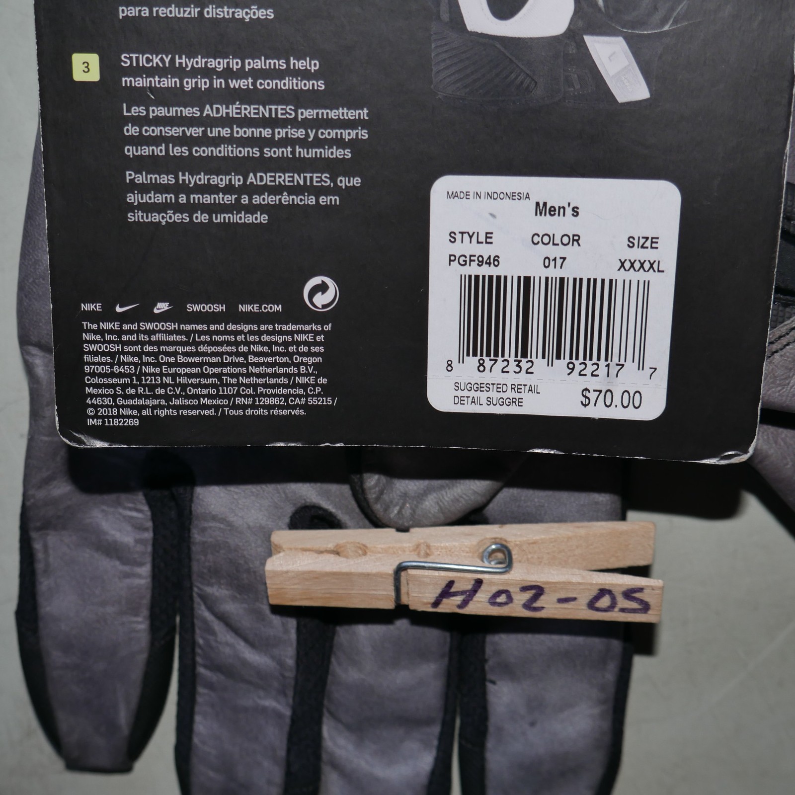 Nike D-Tack 6.0 Football Gloves Size 4XL Padded Black Lineman Defensive Tackle thumbnail 5