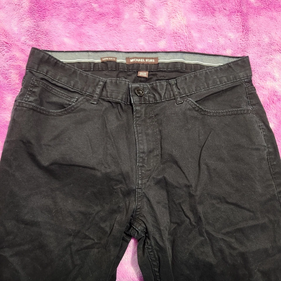 Michael Kors Parker Slim Fit Black Jeans Men's 32x32 Cotton Elastane Button Fly - Image 3 of 4