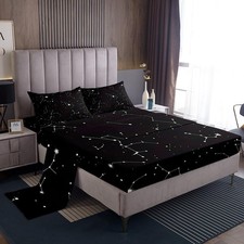 Galaxy Sheets Set Full Size for Kids Girls Boys Outer Space Starry Sky Beddin...