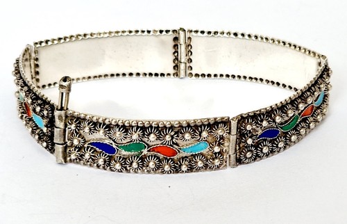 Bracelet Multicolore Émail 925er Argent Z687 - Photo 3/9