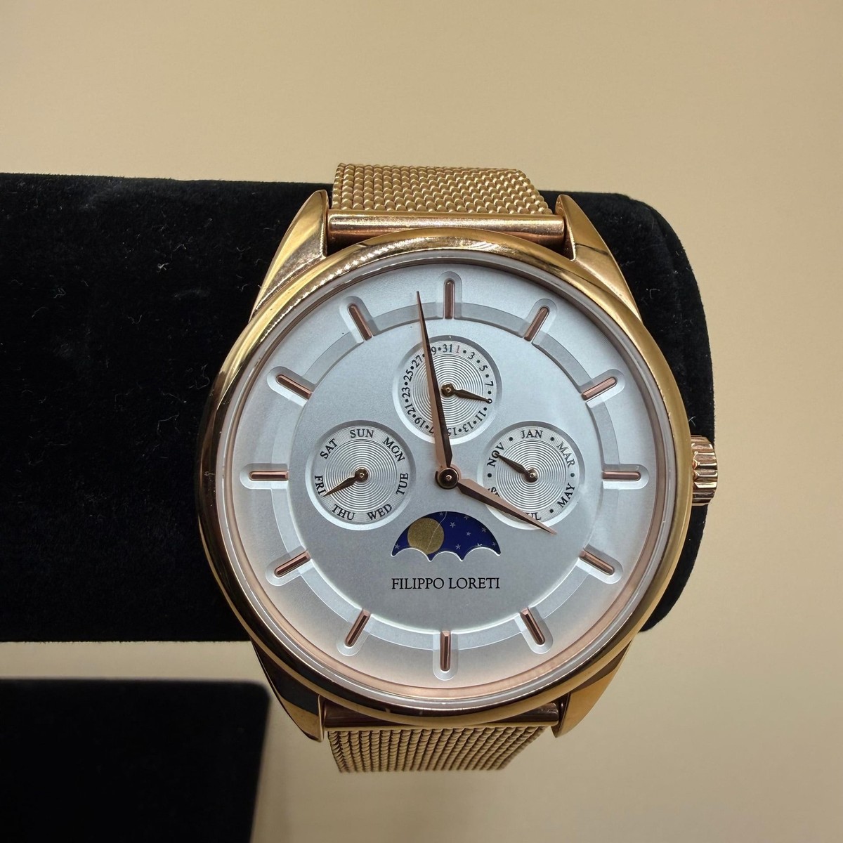 Filippo Loreti Venice Moonphase Silver Mesh Watch