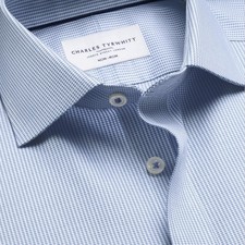 Charles Tyrwhitt Non-Iron Stretch Greenwich Weave Cutaway 16/35 Slim Fit Indigo