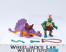 Cave Turtle Mike W  Silly Stegosaurus Complete TMNT 1993 Vintage Playmates
