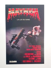 Ancienne Affiche FICHE TECHNIQUE FILM MAYHEM VIDÉO Cinéma Plv Horreur Érotique
