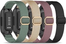 4pk Stretch Nylon Band Fits Fitbit Inspire 3 2 Adjustable Sport Strap Wristband