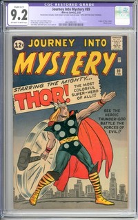Journey into Mystery #89 (Slight R) Classic Cover High Grade Marvel 1963 CGC 9.2