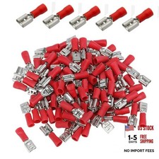 1/4" Quick Disconnect Spade Terminals, Vinyl Insulated, Female 22-16ga RED