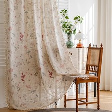 63 Inches Boho Floral Curtains for Bedroom Dining Living Room Nursery Light