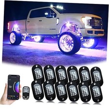 LED Rock Lights, 180 LEDs Lights with Phone App/Remote Control  12 Pods RGB