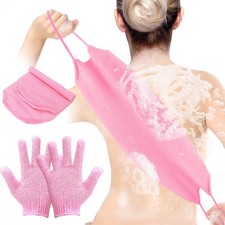 3-Pack Exfoliating Gloves Back Towel 1 Count Pack of 3 , Pink