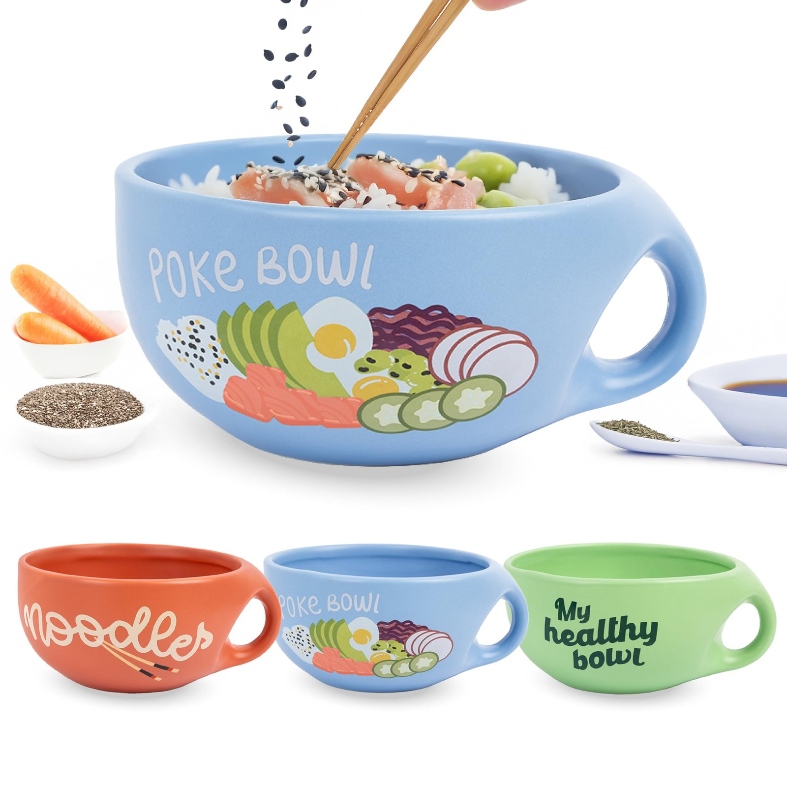 Fisura – Ciotola originale Poke. Ciotola in ceramica 680 ml per poke, (s5Y)