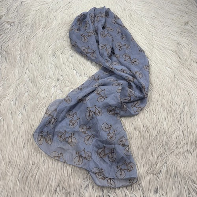 #ad Rodda in Chiante Decori Neltempo Blue Bicycle Print Silk Scarf Wrap Artisan $39.99