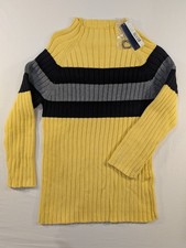 East Island Ribbed Knit Mock Neck Sweater Yellow Black Gray Boy Size XL 7 NWT