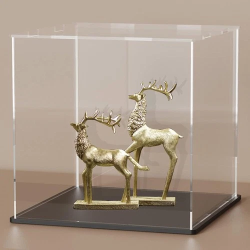 SVENJBB Acrylic Display Case, 6x6x6 Inch Cube Matte Black Base