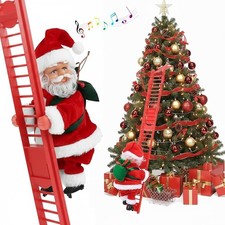 Climbing Santa Claus on Ladder, Electric Musical Christmas Decoration