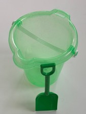 Clear Green Plastic Sand Bucket w/ Shovel