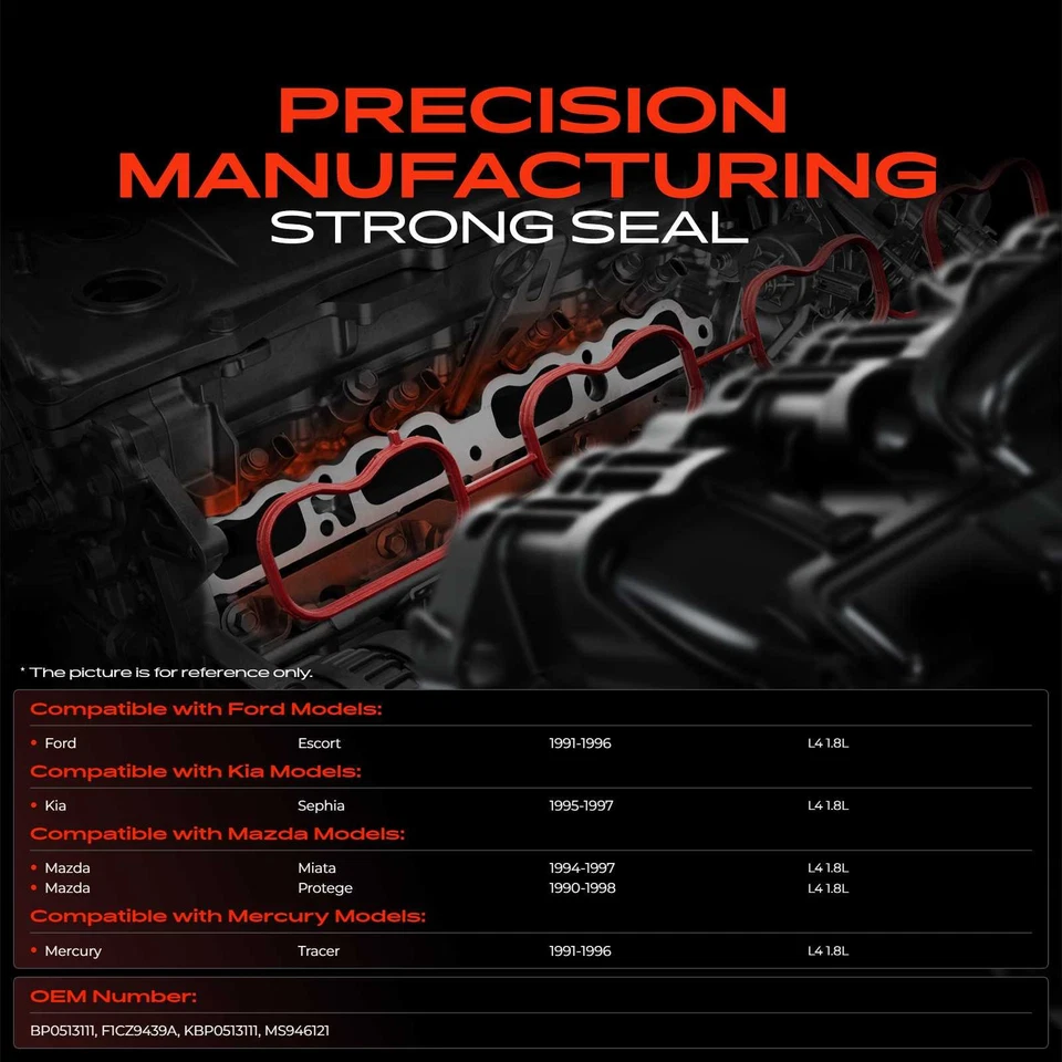 Junta de colector de admisión de motor para Ford Escort 1991-1996 Kia Sephia Mazda Miata Foto 2 de 4