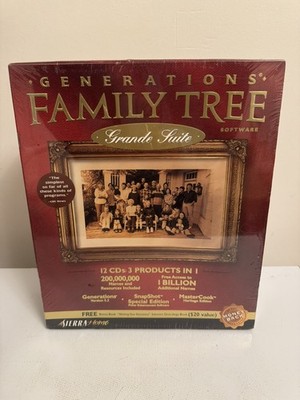 Generations Family Tree Grand Suite Edition 20 CDs Win 95 / 98 Sierra PC Big Box