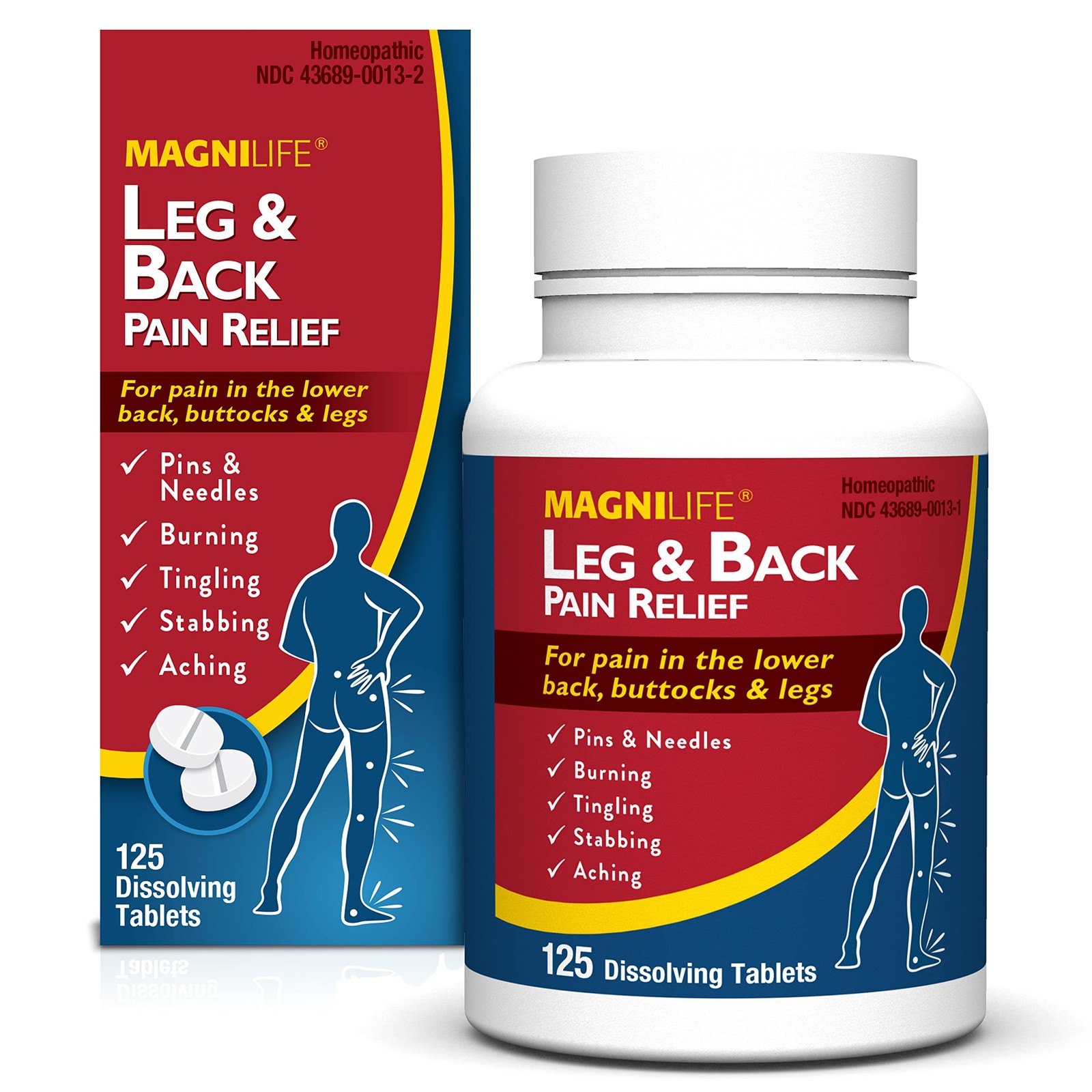 Leg & Back Pain Relief Tablets,125 Ct, Fast-Acting Pain Relief Naturally Soot...