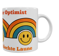 Tasse mit Spruch Lustig Geschenk Optimist Geburtstag Büro Kollege Kollegin