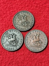 1850 BANK OF UPPER CANADA Circulated One Penny BANK Tokens x3 PC-5A  #T6766