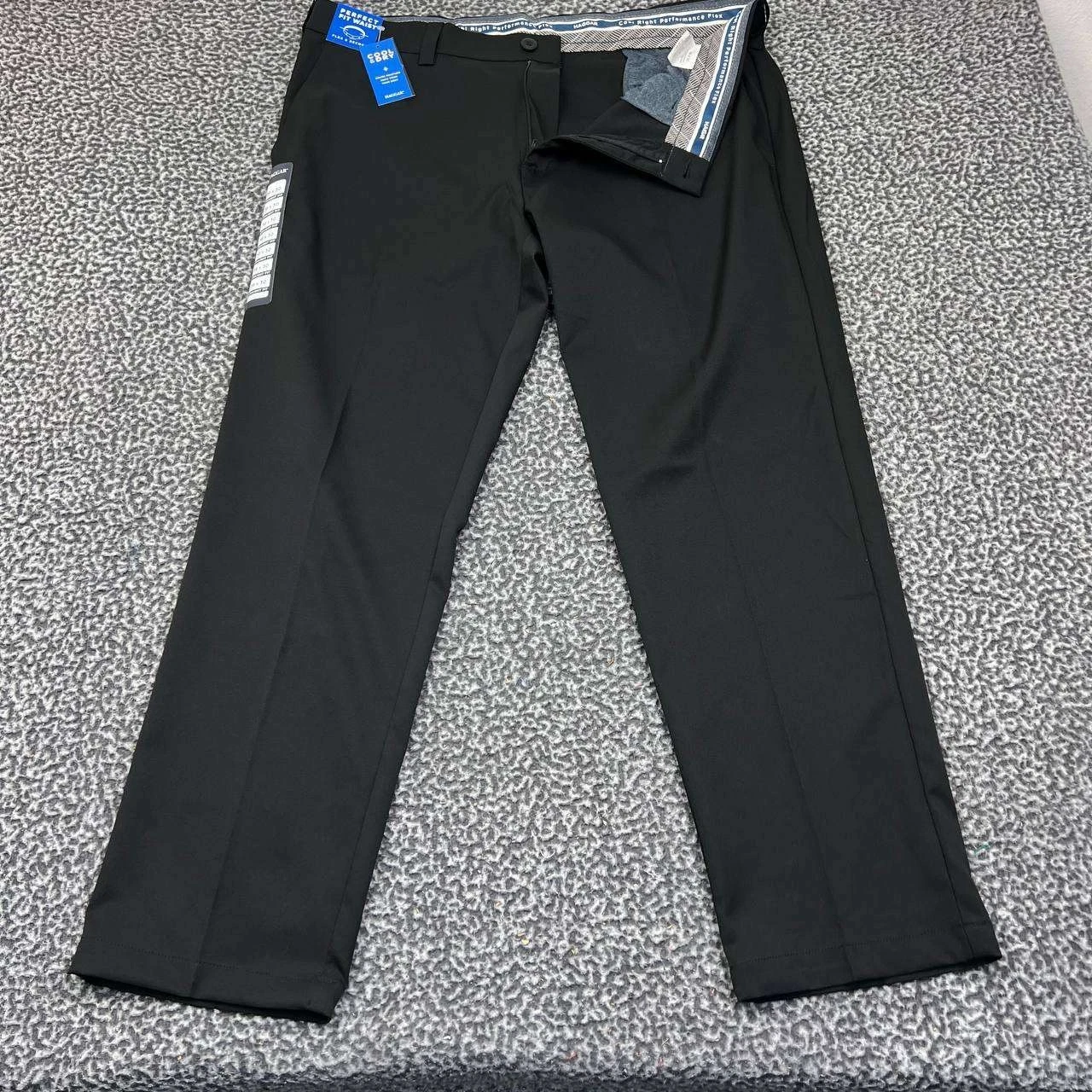 Haggar Pants Men 38x30 Black Performance Flex Flat Front Straight Pocket New