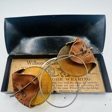 Antique WWII Willson Goggle Case 1918 Spectacles Vtg Old Steampunk Glasses