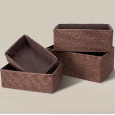 Recycled Wicker Storage Basket, Paper Rope Storage Baskets for Organizing