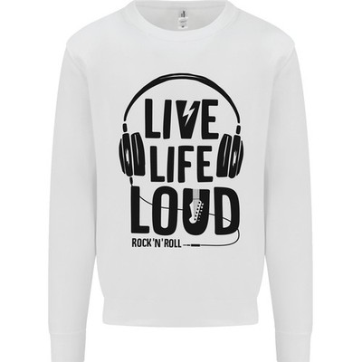 Live Life Loud Rock N Roll Gitarre Musik Kinder Sweatshirt Pullover