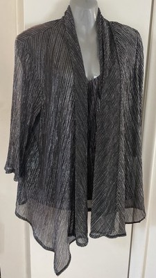 Connected Apparel Shirt Blazer   Black & Silver Lame One Piece Top Party Ready 