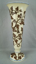 Villeroy & Boch Sprig Molded Leaves 14 3/4 Inch Stoneware Vase C.1842-1860 AS IS