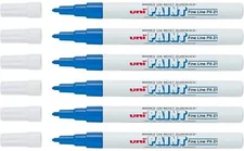 Uni-Paint 63703 PX-21 Oil-Based Permanent Marker, Fine Line, Blue, 6-Pack