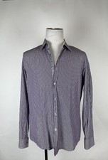 HUGO BOSS - Men's purple striped convertible cuff long sleeve shirt L