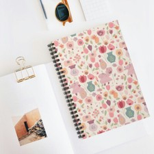 Pink Flowers Spiral Notebook