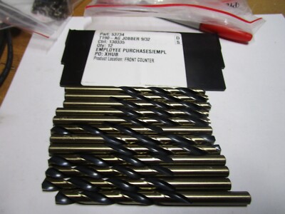 9/32'' Hi-Molybdenum Steel 135° Split Point Black/Gold Finish Jobber Drill QTY 12