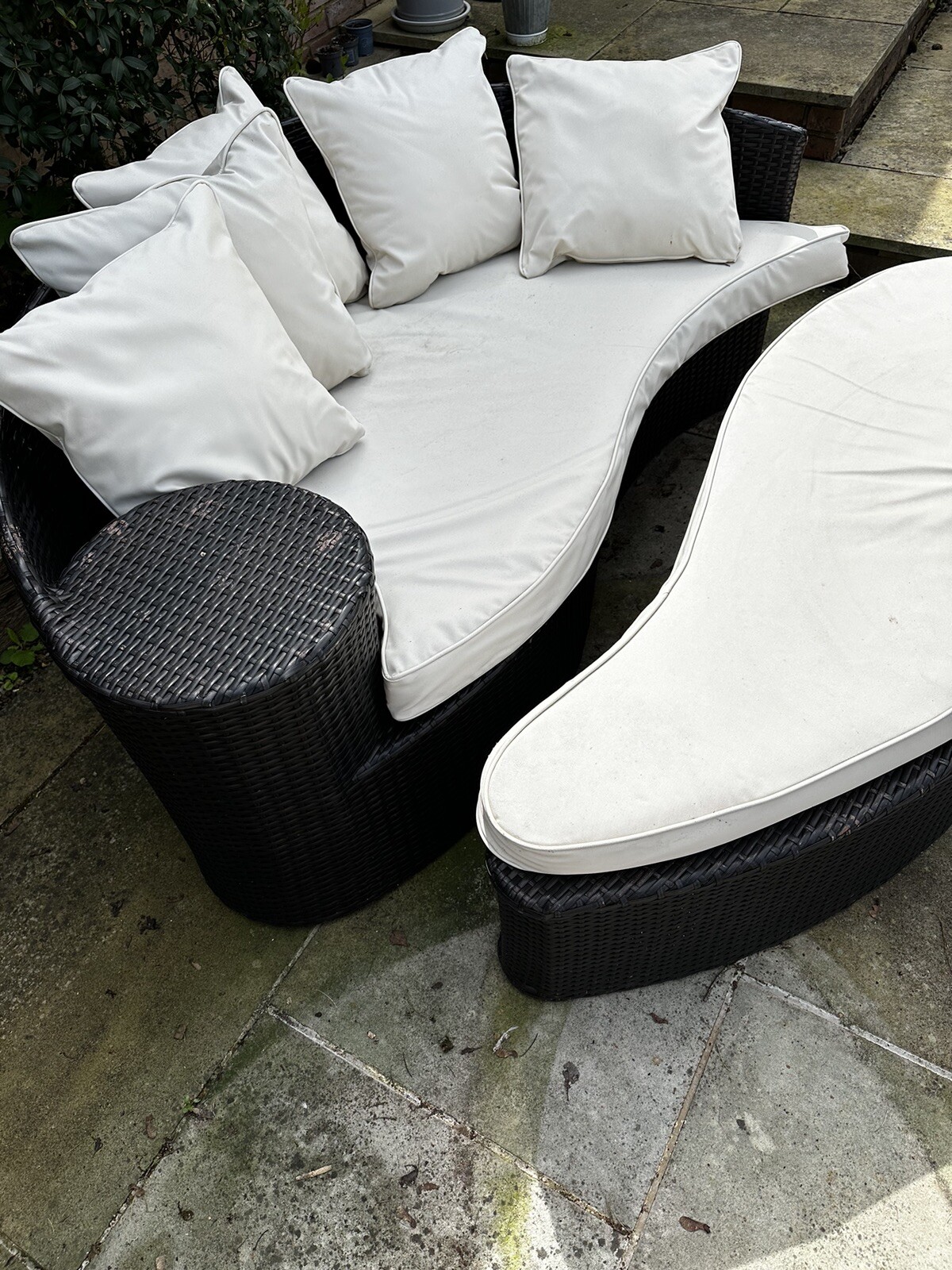 Oceans Rattan Garden Furniture Sofa Daybed With Foot Stool And