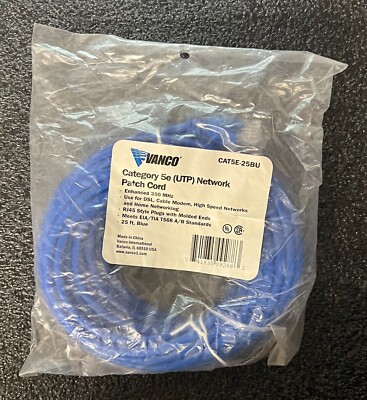 Vanco Cat 5E Cable (25ft) Blue