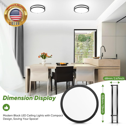 36W LED Flush Mount Ceiling Light Fixture, 13Inch LED Ceiling Light 3600LM, Mode - Picture 5 of 8