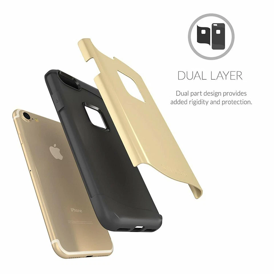 Cómoda Funda Delgada Apple iPhone 7 Doble Capa, Dorada Foto 3 de 4