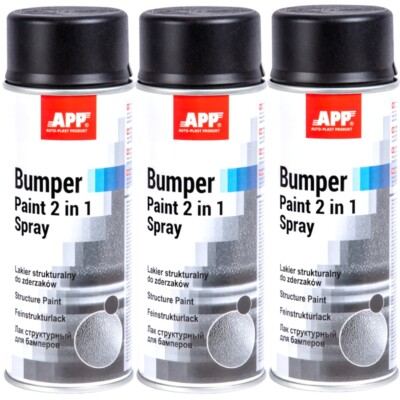Strukturlack Bumper Paint 3x 400ml Schwarz Fein Stoßstangen Spray Kunststoff APP