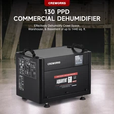 CREWORKS 130 Pints Commercial Dehumidifier for Crawl Space Basement Warehouse