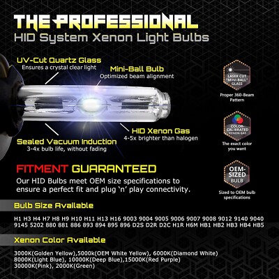 12V 35W H3 8000K Xenon HID Conversion Kit 2 Headlight Bulbs - Free