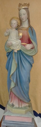 Madonna Mayersche Kunstanstalt um 1870 122 cm originale Fassung Kirchenfigur - Bild 16 von 19